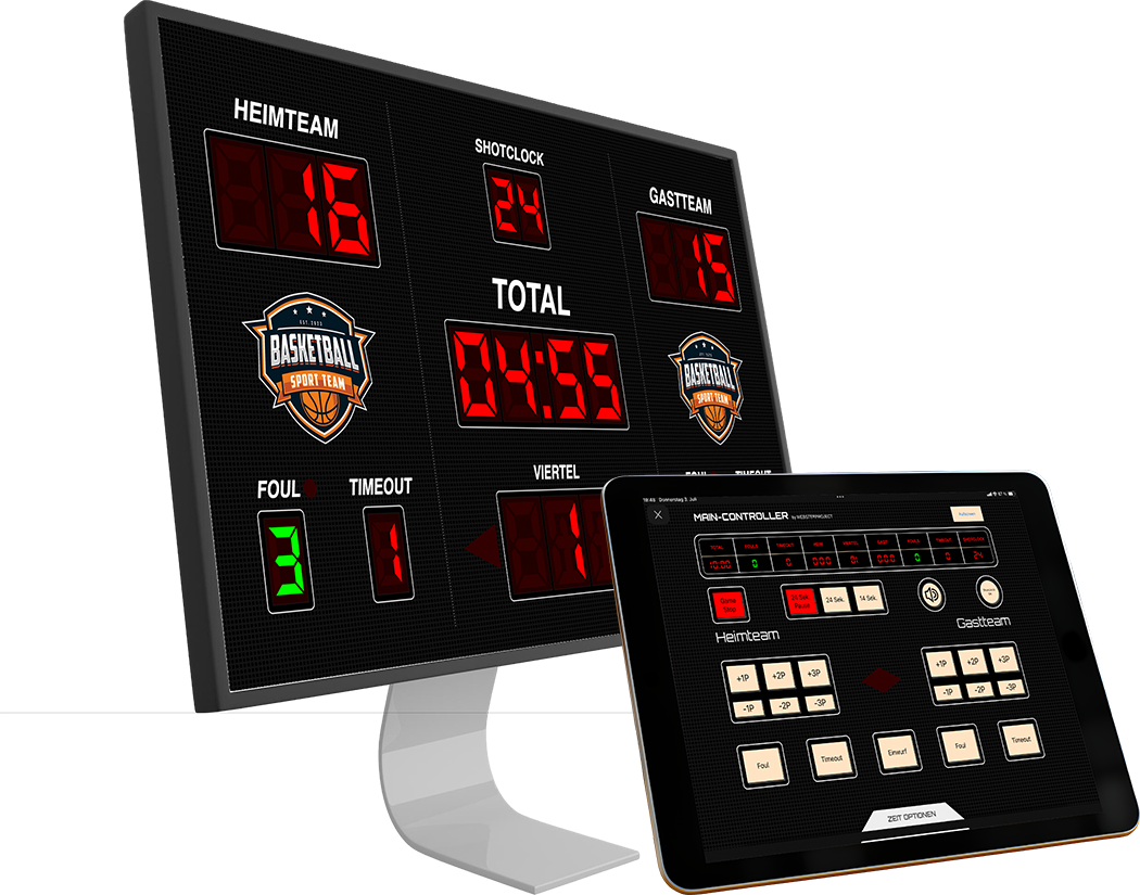 Basketball Turnier Software mit Scoreboard und Controller